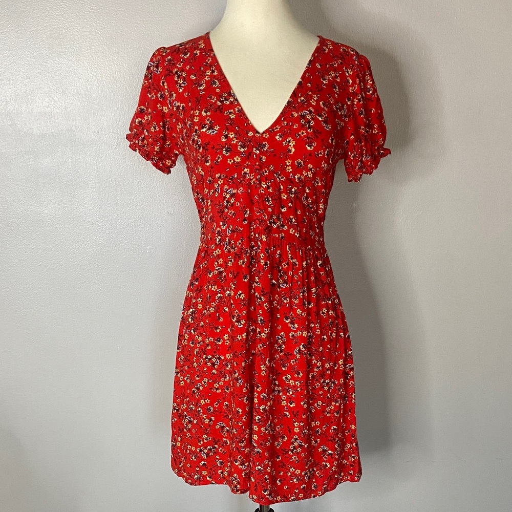 Floral Red Dress